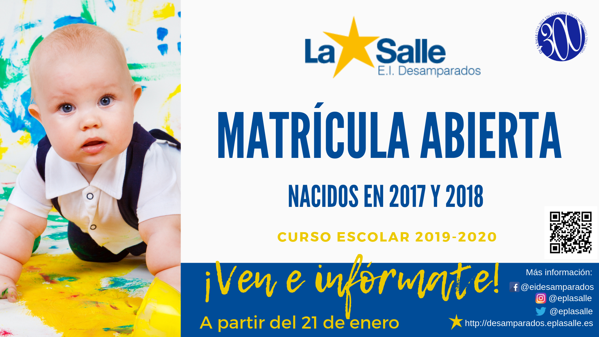 Matrícula abierta en la Escuela Infantil Desamparados-La Salle para el curso 2019-2020