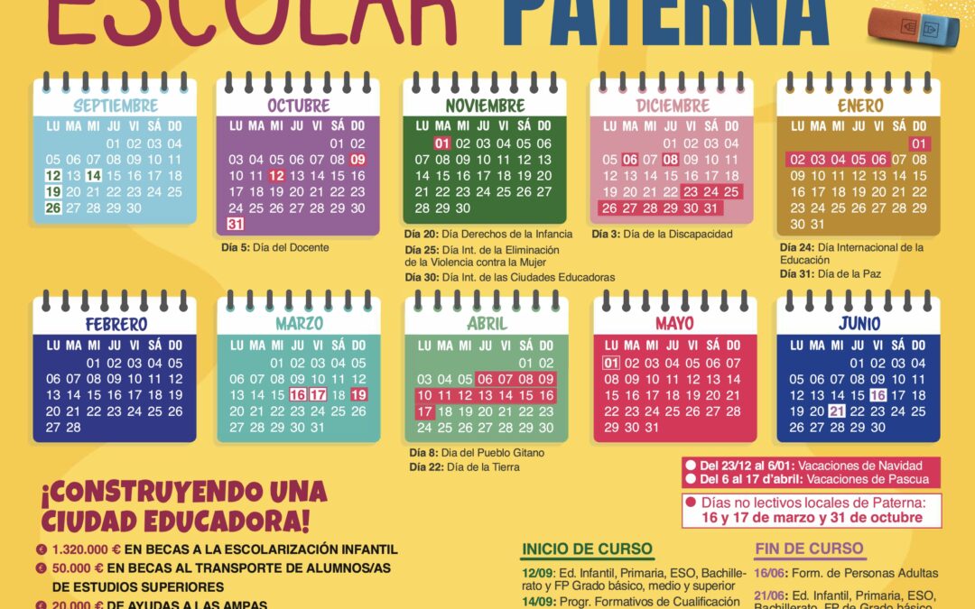 Calendario escolar 2022-2023 de Paterna